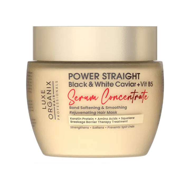 Power STRAIGHT Black & White Caviar + Vit B5 Hair Mask 500ml