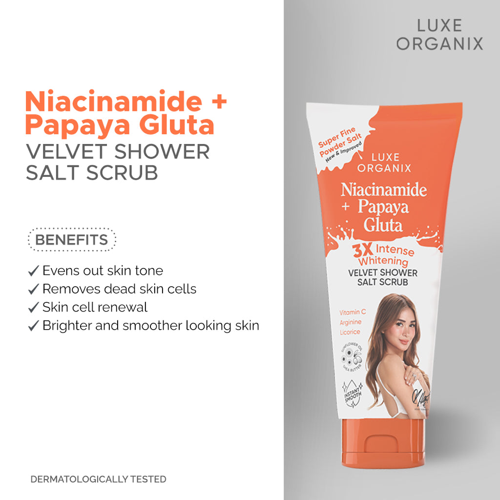 Niacinamide + Papaya Gluta Velvet Shower Salt Scrub 320g