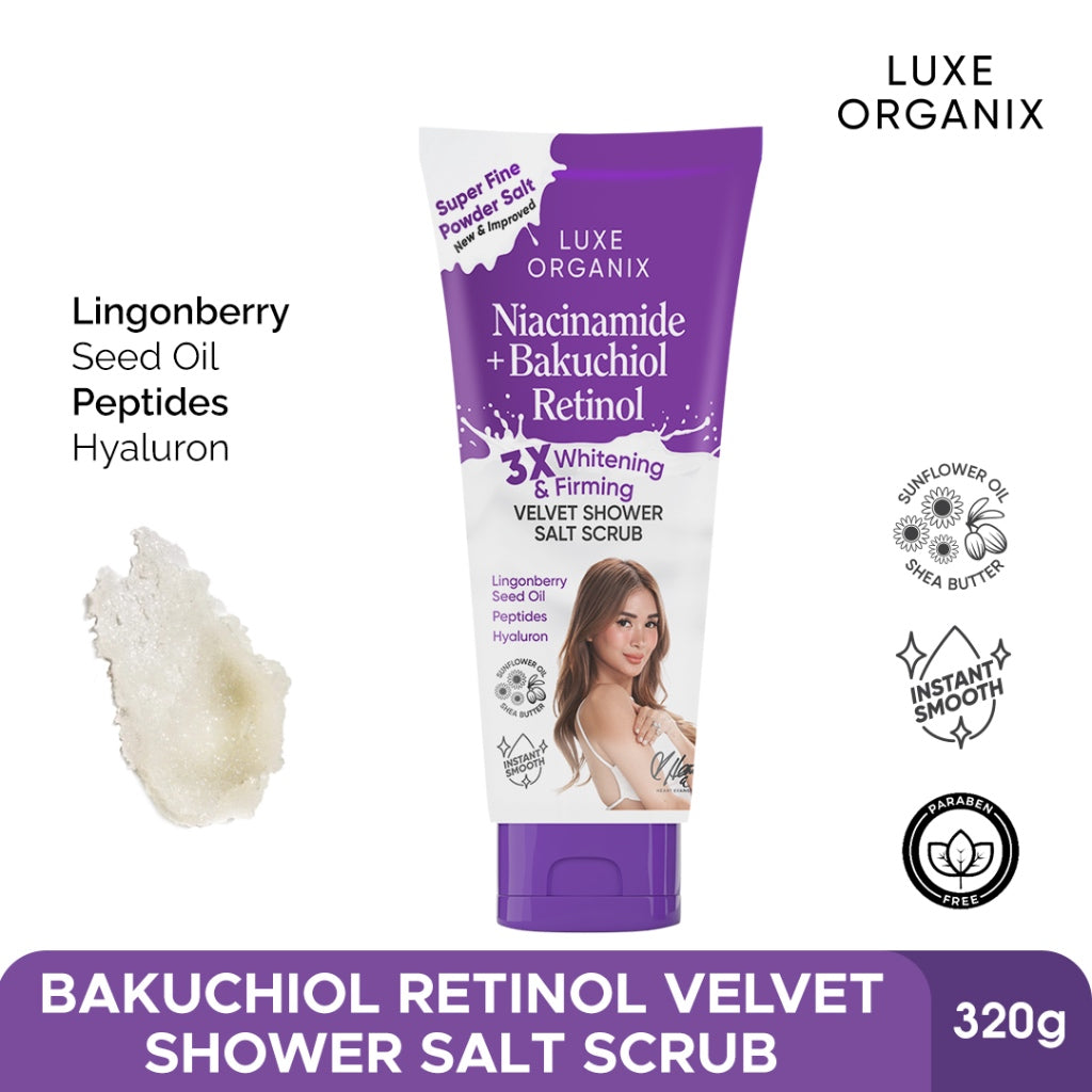 Niacinamide + Bakuchiol Retinol Velvet Shower Salt Scrub 320g