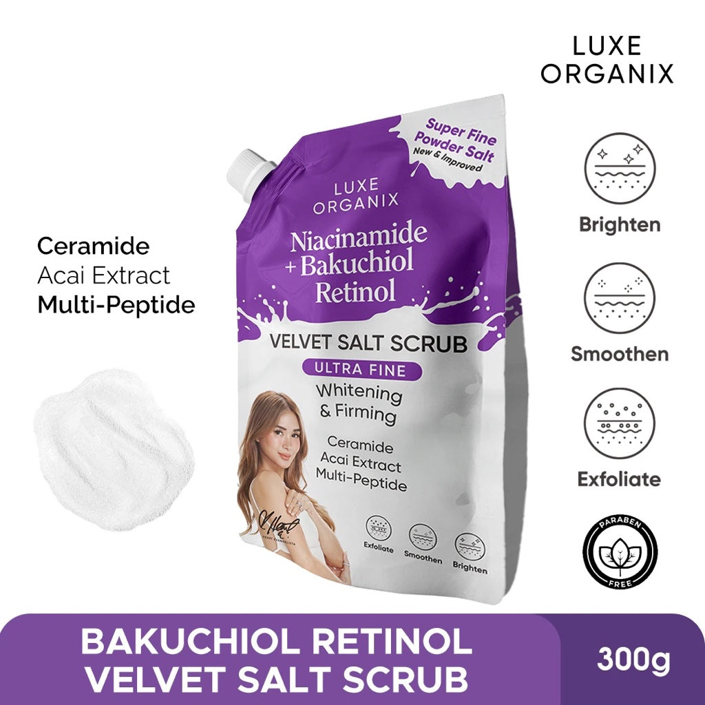 Niacinamide + Bakuchiol Retinol Velvet Shower Salt Scrub 300g