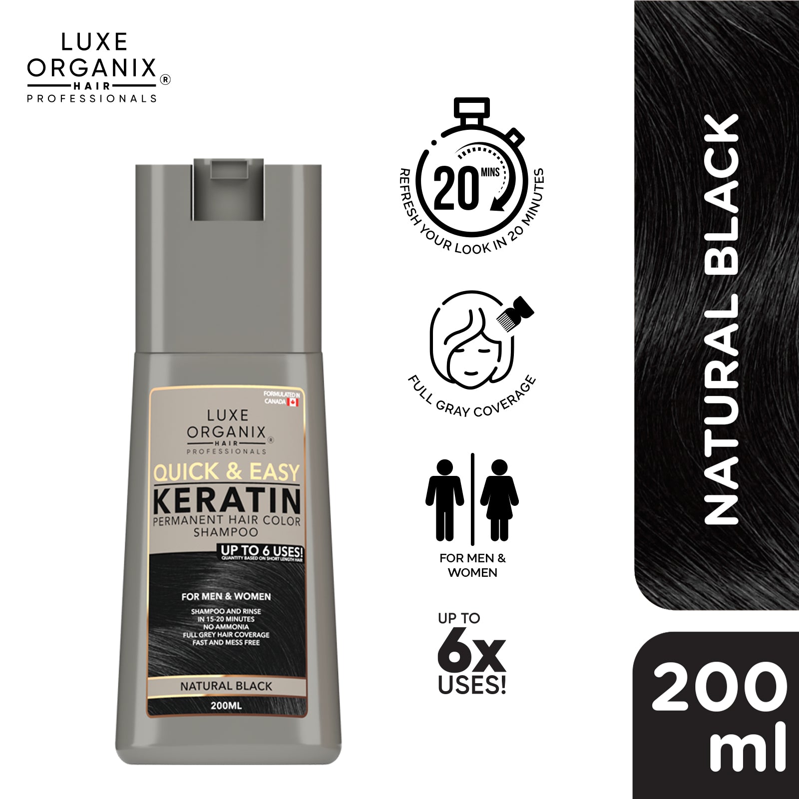 Hair Color Shampoo Natural Black 200ml