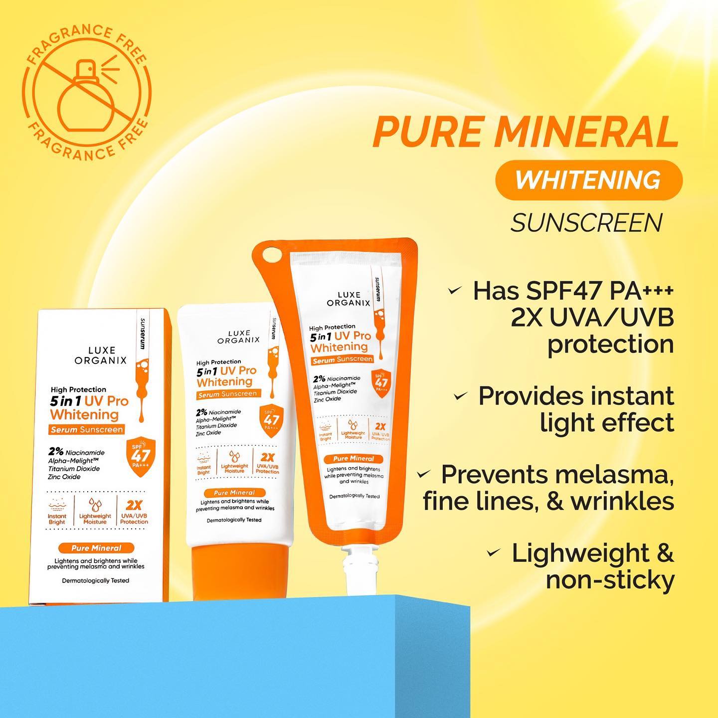 High Protection 5in1 UV Pro Whitening Serum Sunscreen SPF 47 PA+ 40mL