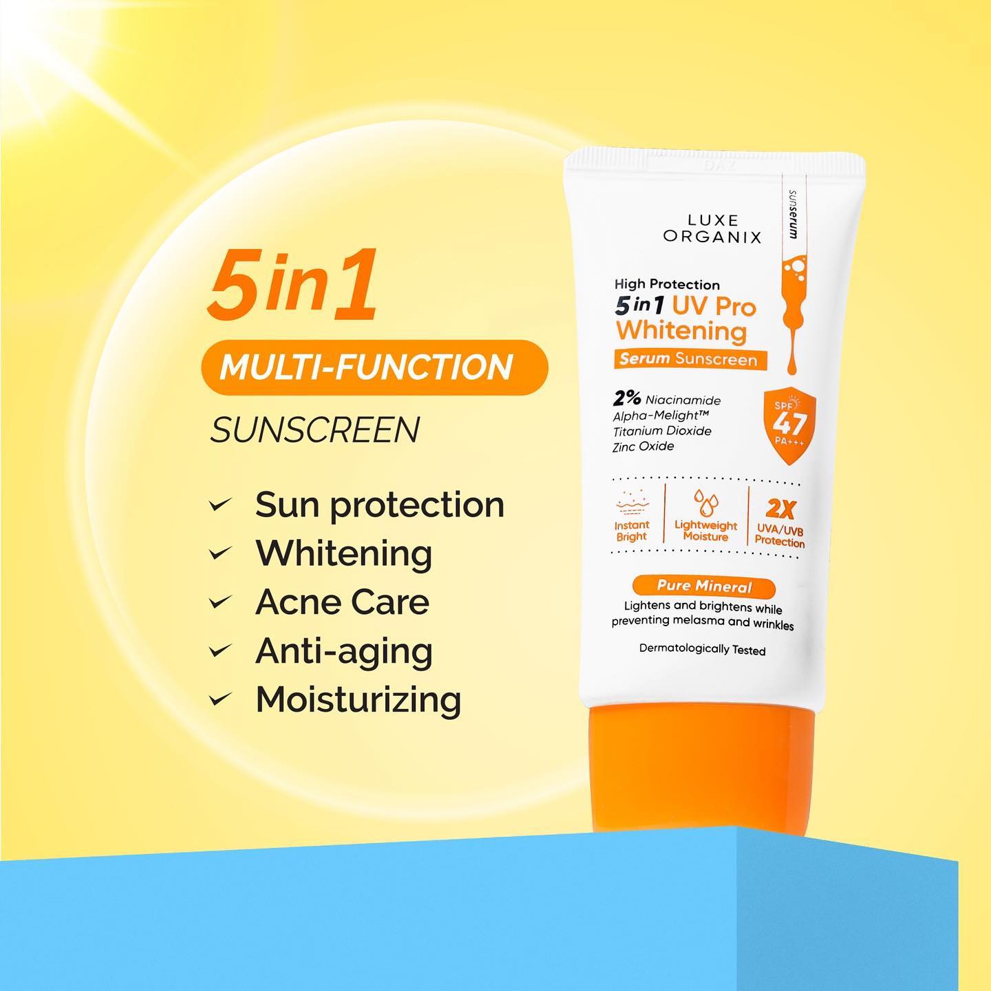 High Protection 5in1 UV Pro Whitening Serum Sunscreen SPF 47 PA+ 40mL