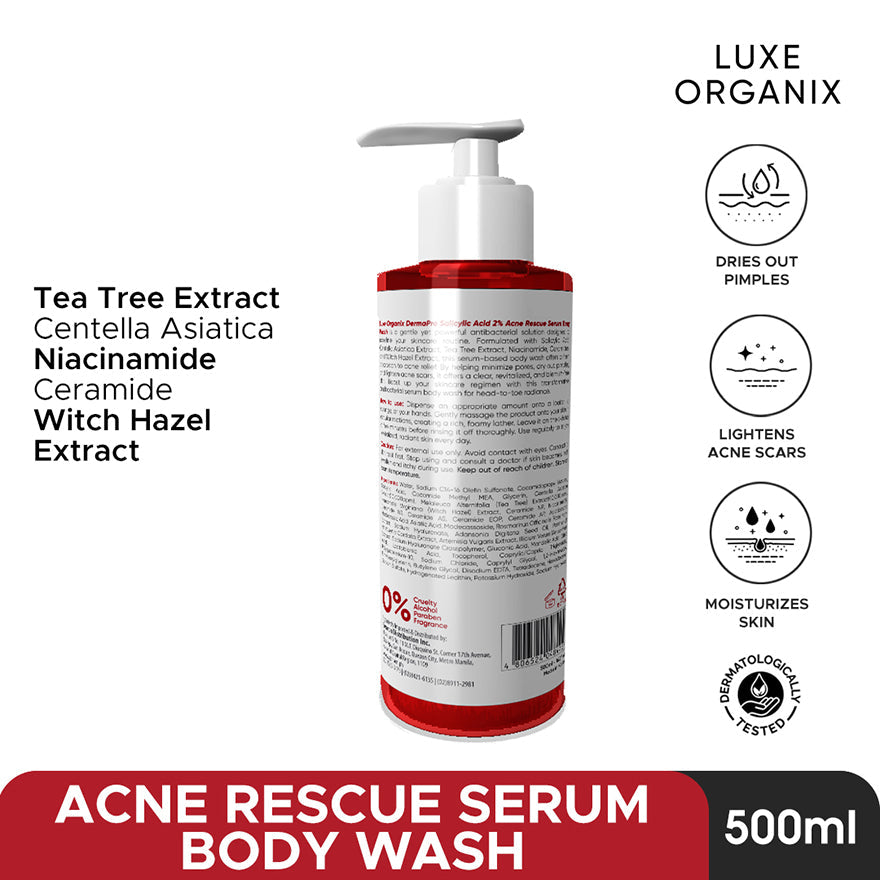 Derma Pro Salicylic 2% Acne Rescue Serum Body Wash 500ml