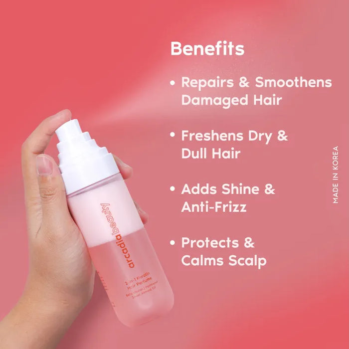 Arcadia Beauty 2-in-1 Keratin Hair Perfume Mist: Muksy Rose 100ml