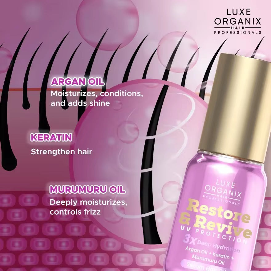 Restore & Revive UV Protection Hair Serum Oil - Deep Hydration 60ml
