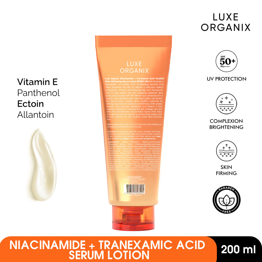 Niacinamide + Tranexamic Acid Youthful Glow Whitening Serum Lotion SPF50 PA+ 200ml