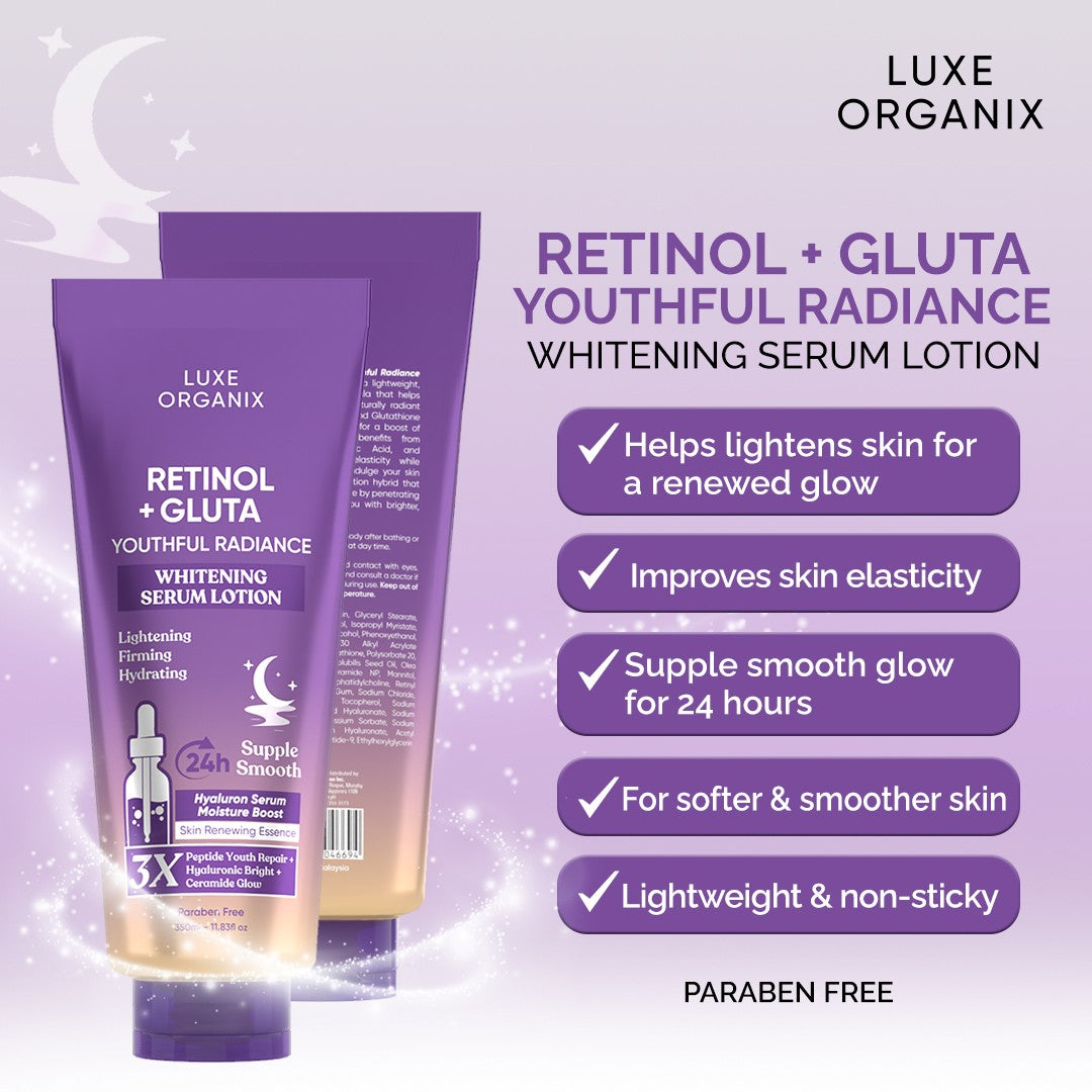 Retinol + Gluta Whitening Serum Lotion 350ml – Luxe Organix Australia