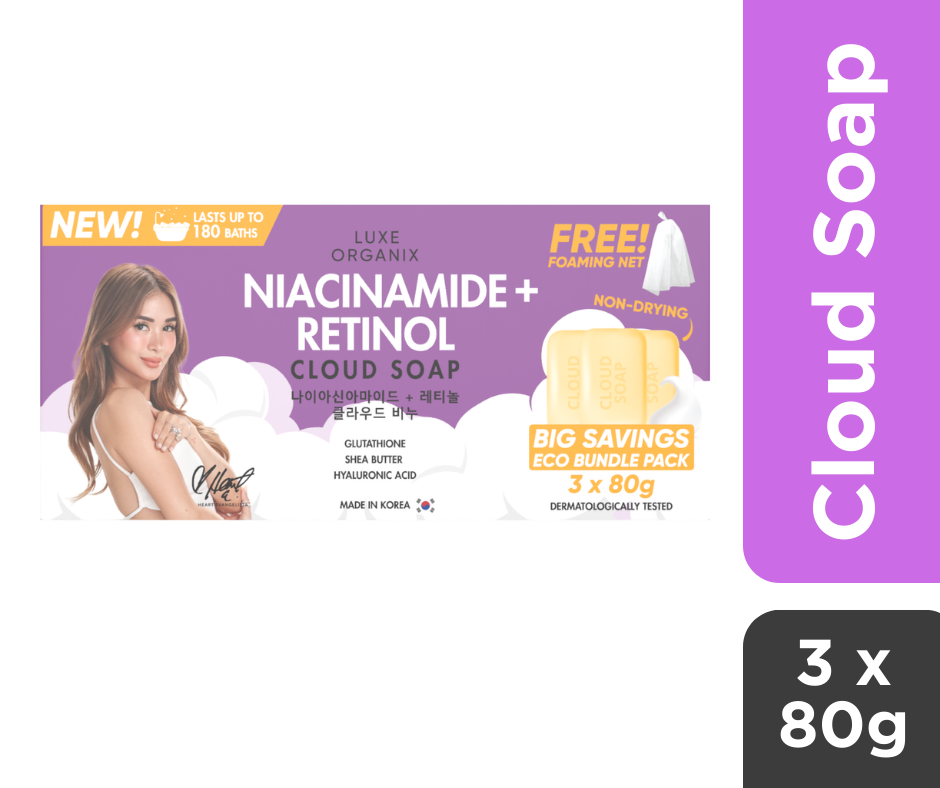 Niacinamide + Retinol Cloud Soap 3 x 80g (Eco Bundle Pack)
