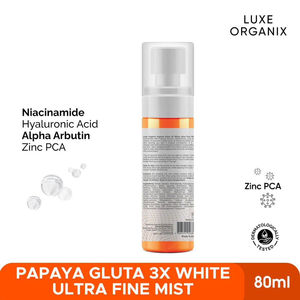 Papaya Gluta 3x White Ultra Fine Mist 80ml Luxe Organix Australia