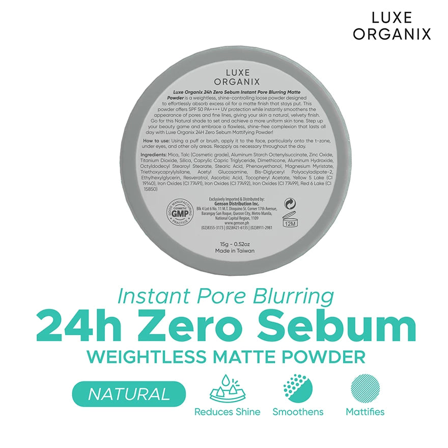 24H Zero Sebum Instant Pore Blurring Weightless Matte Powder - Natural