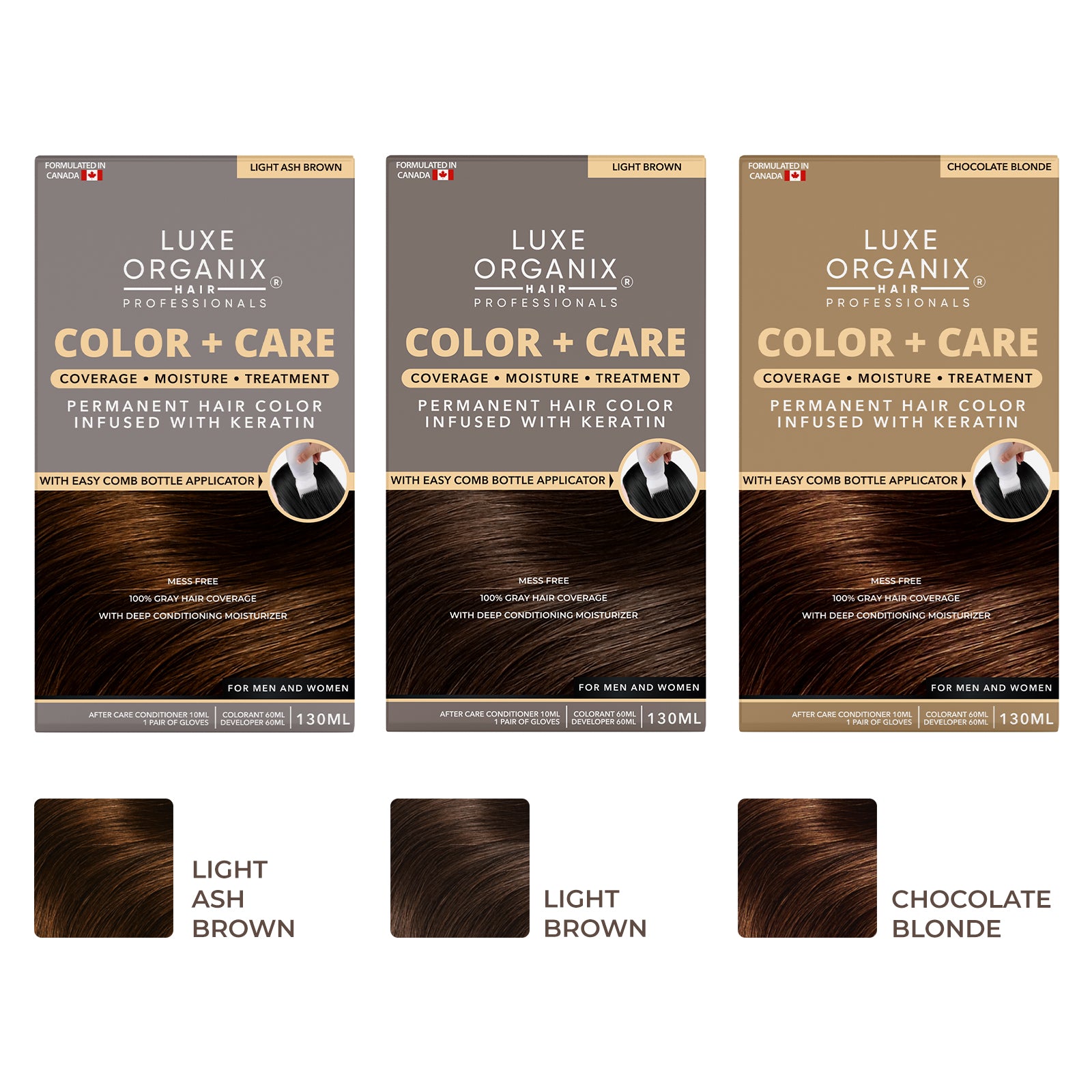 Keratin Hair Color + Care Light Ash Brown 130ml