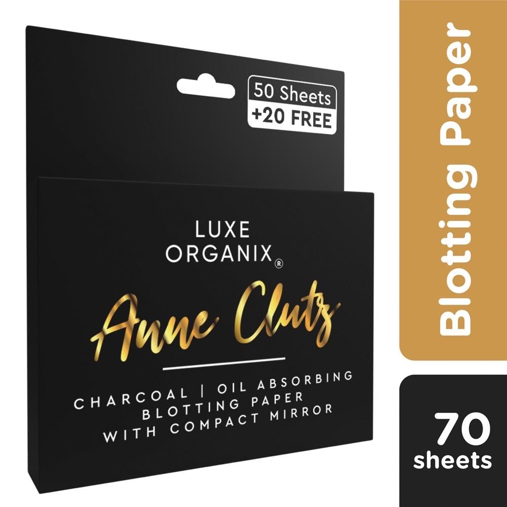 Luxe Organix x Anne Clutz Charcoal Blotting Paper with Compact Mirror (70 sheets)